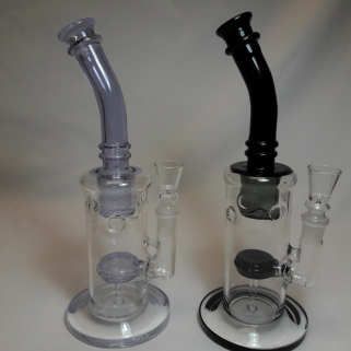 Two glass pipes, one large and one small, in different colors.